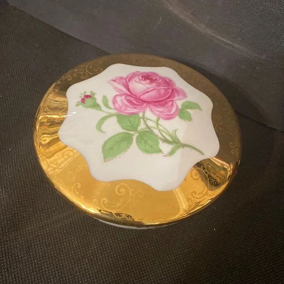 Vintage Porcelain Limoges France Hand Painted Gold Trim Trinket or Candy Dish
